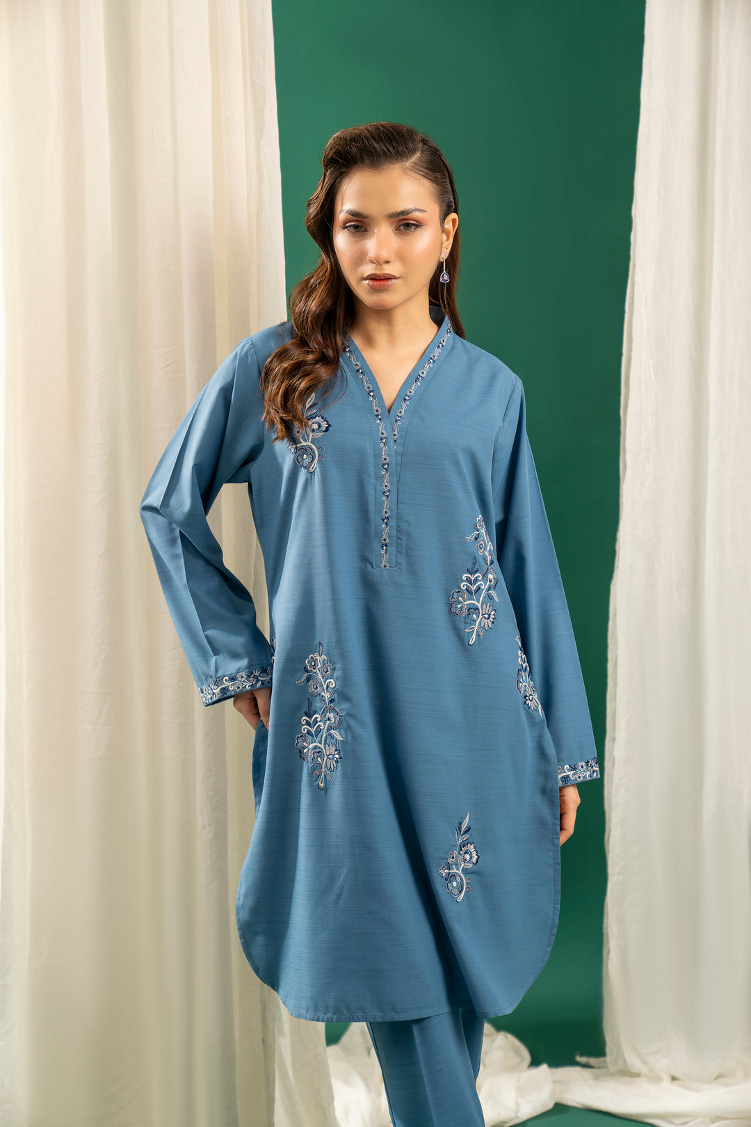 Blue Embroidered CO-ORD Set