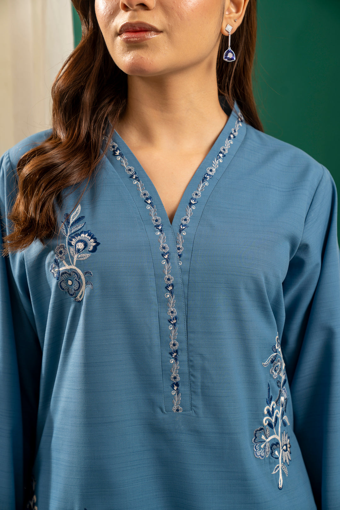 Blue Embroidered CO-ORD Set