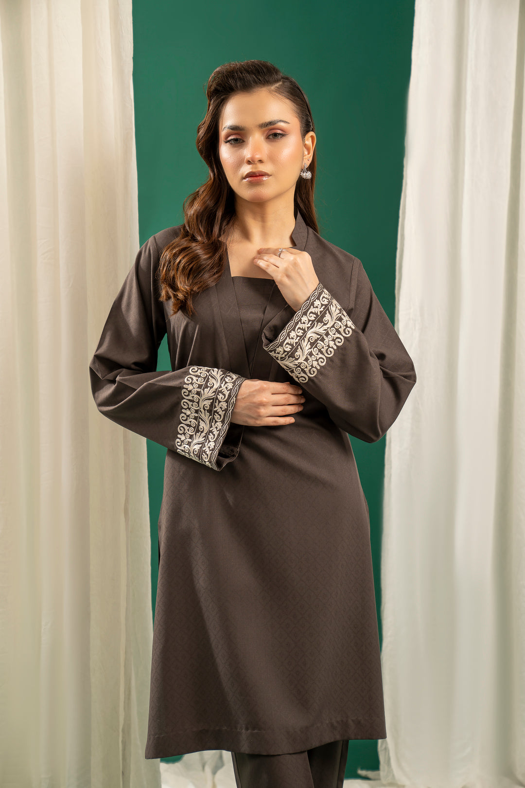 Dark Grey Embroidered CO-ORD Set