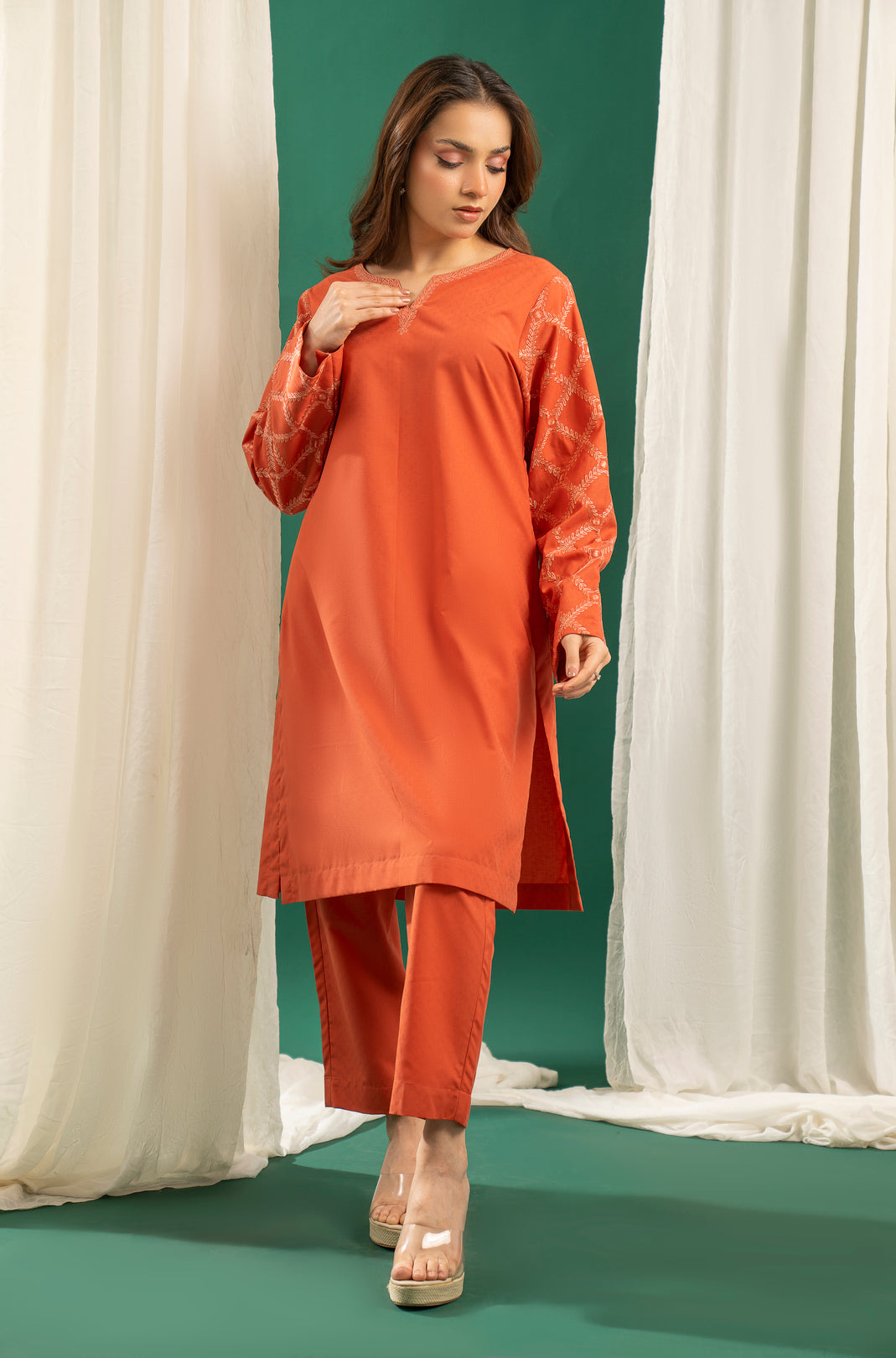 Rust Embroidered CO-ORD Set