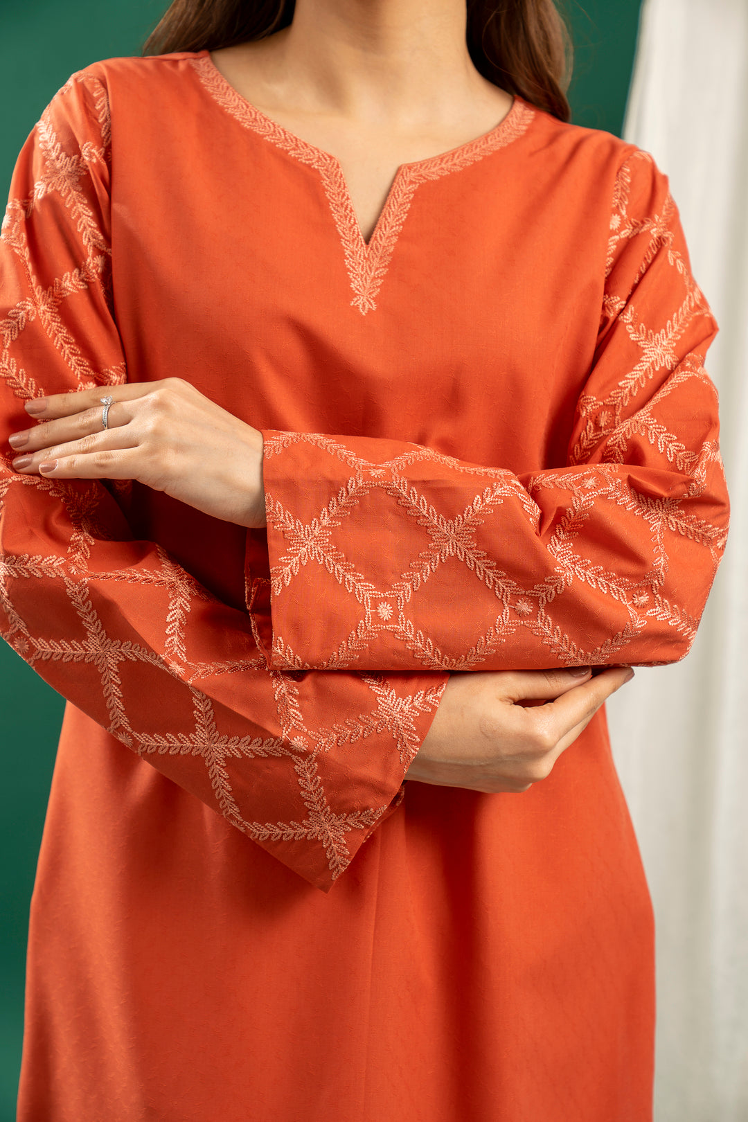 Rust Embroidered CO-ORD Set