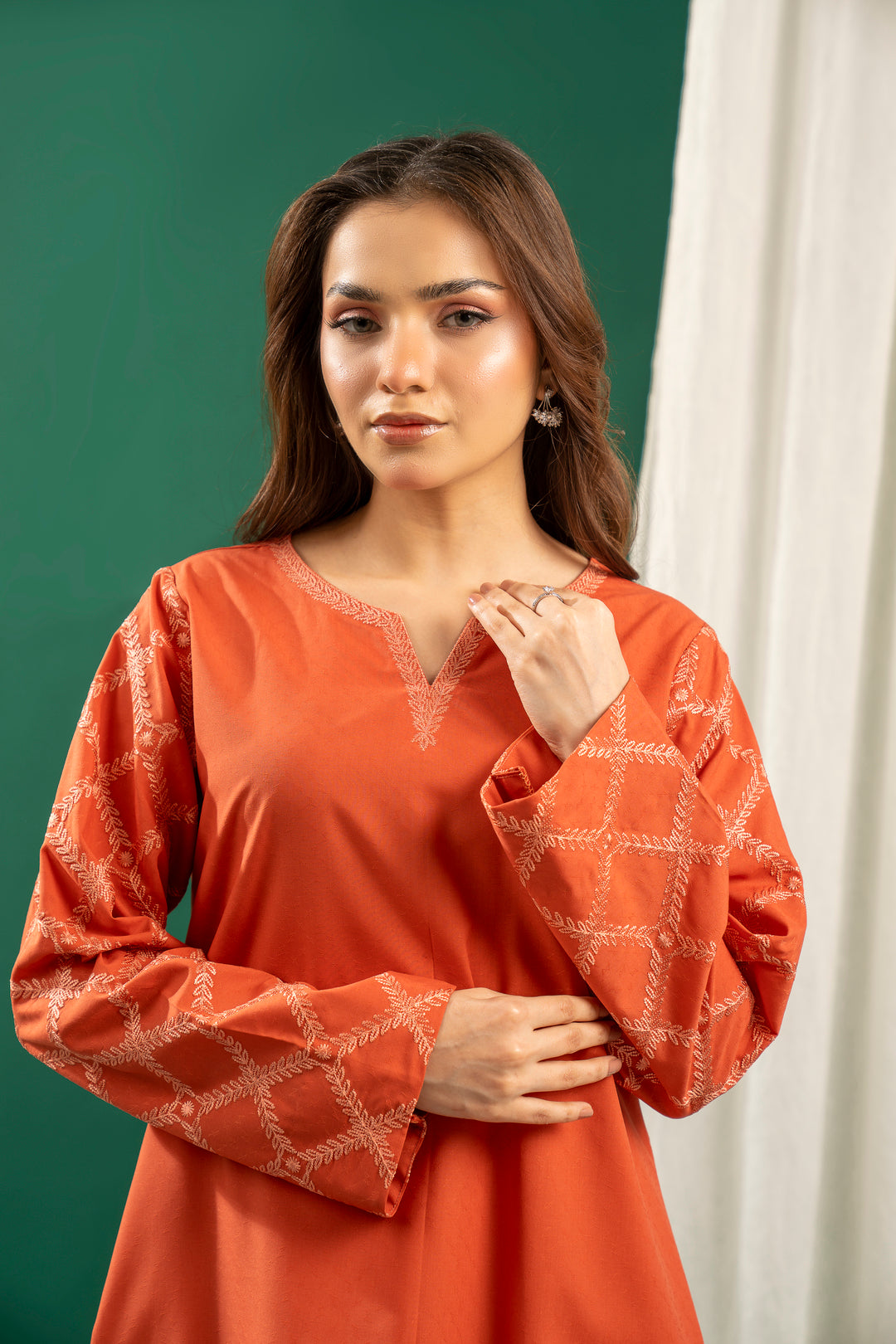 Rust Embroidered CO-ORD Set