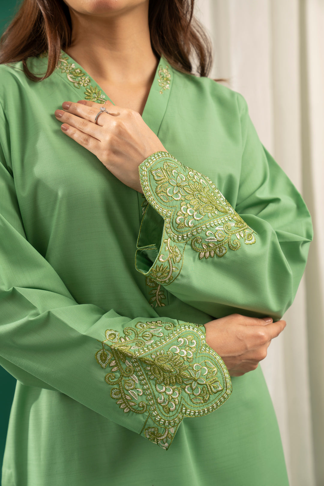 Green Embroidered CO-ORD Set