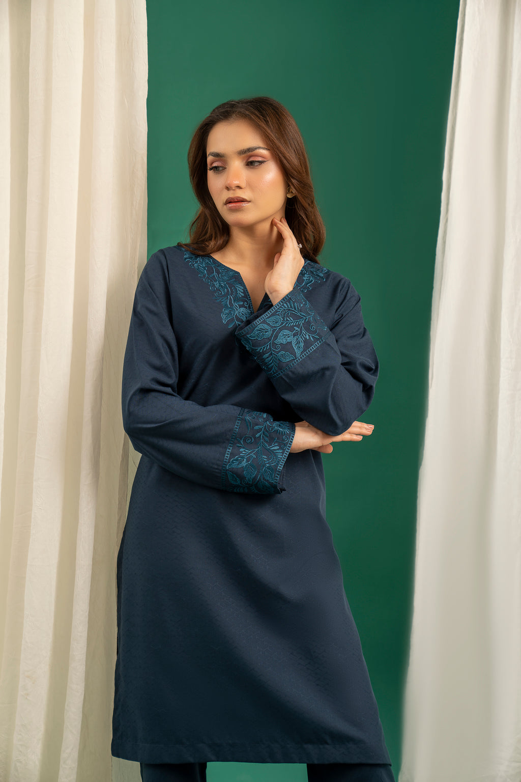 Navy Blue Embroidered CO-ORD Set