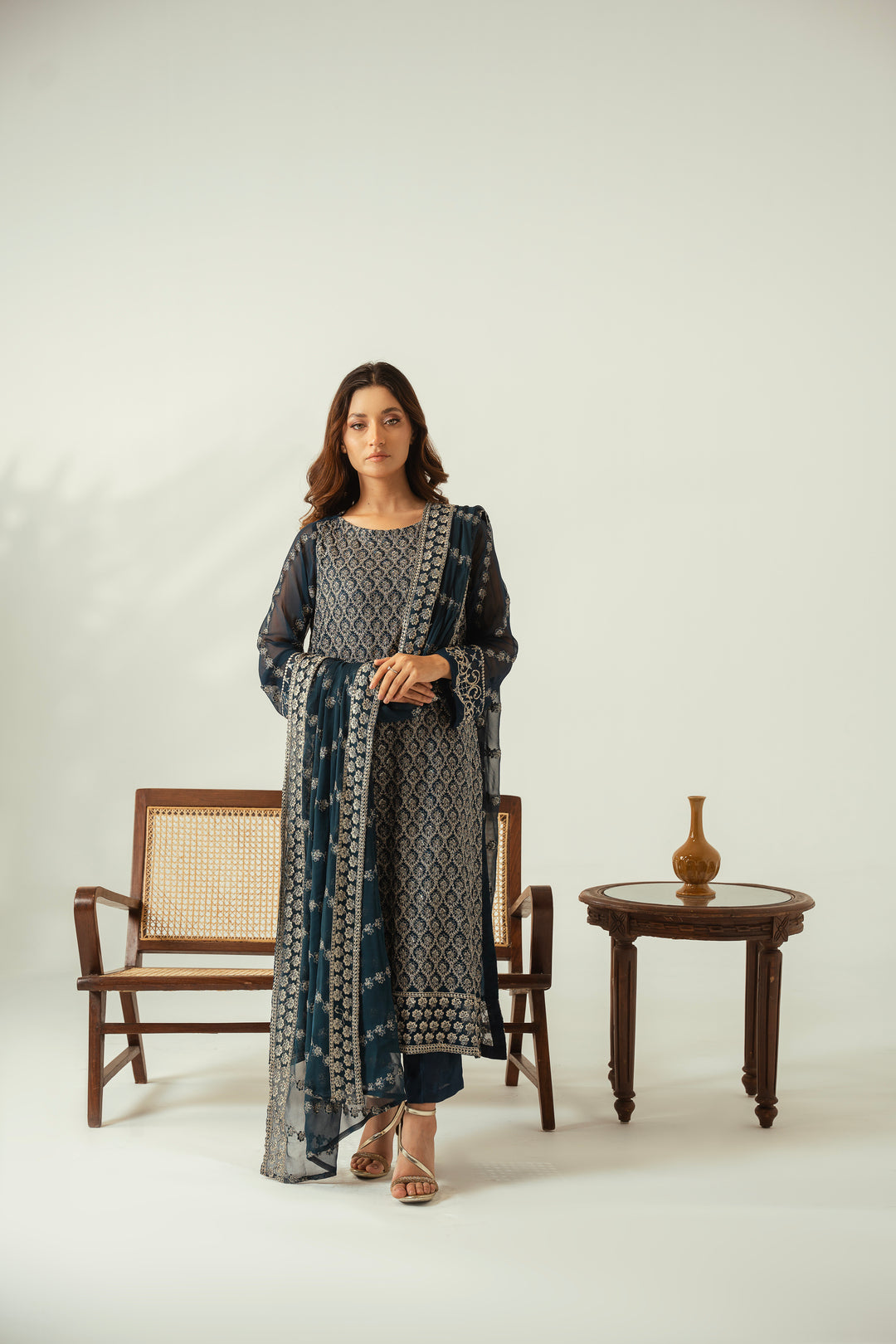 Emerald Mist 3PC Embroidered Chiffon Suit