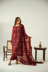 Ruby Bliss 3PC Embroidered Chiffon Suit