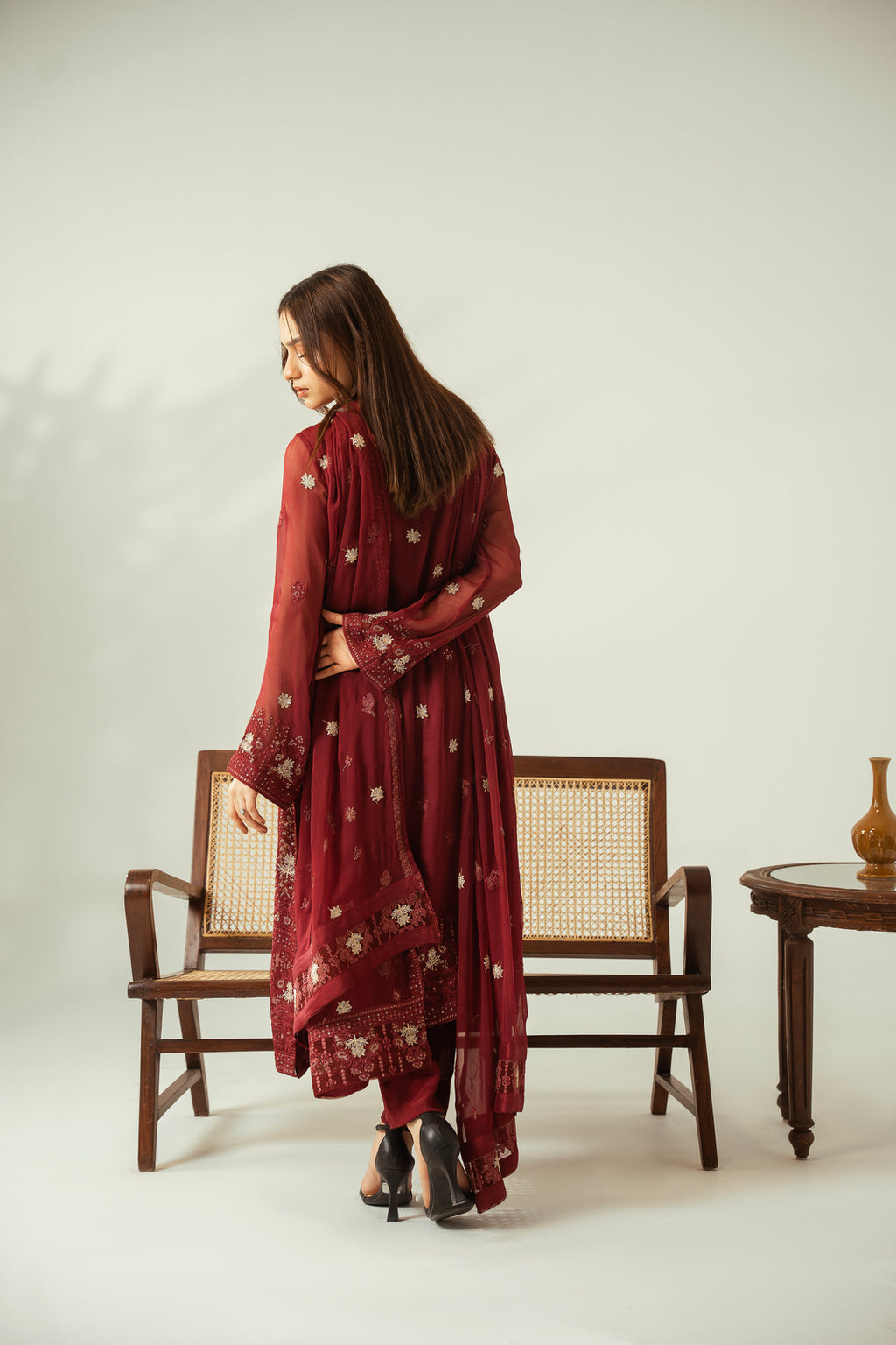 Ruby Bliss 3PC Embroidered Chiffon Suit