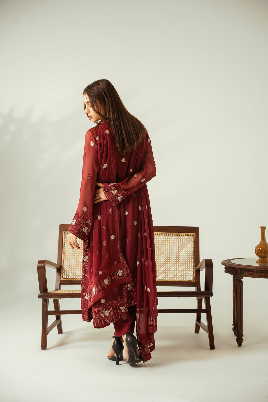 Ruby Bliss 3PC Embroidered Chiffon Suit