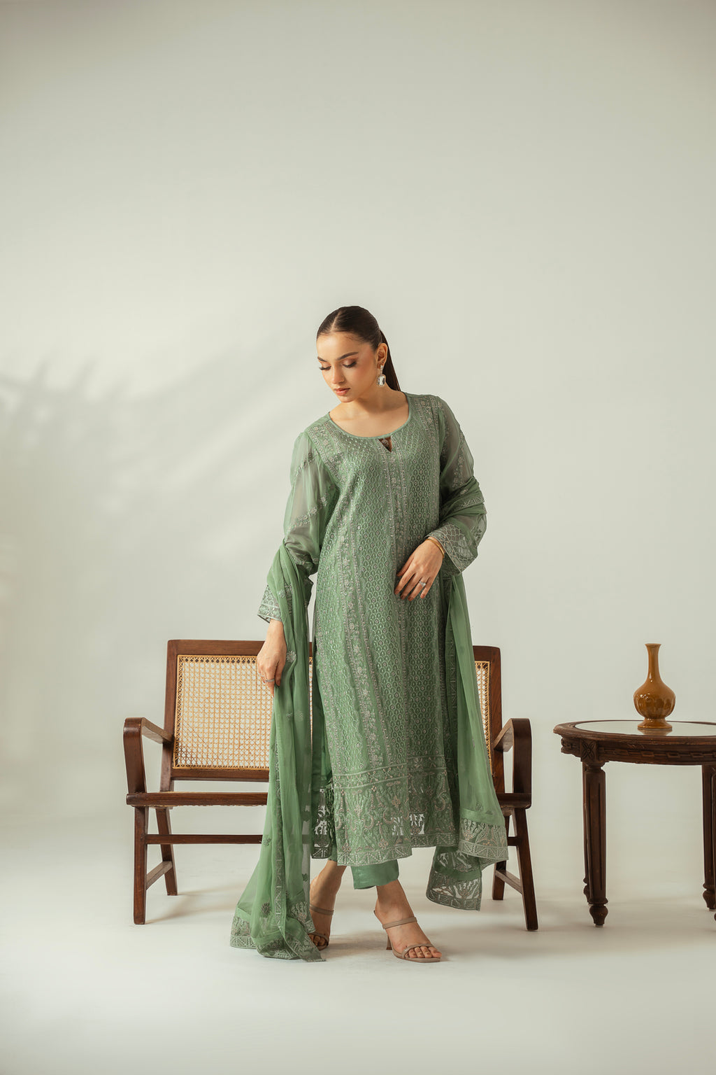 Frosted Patel 3PC Embroidered Chiffon Suit