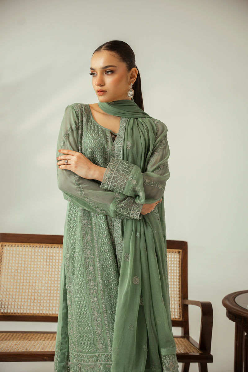 Frosted Patel 3PC Embroidered Chiffon Suit