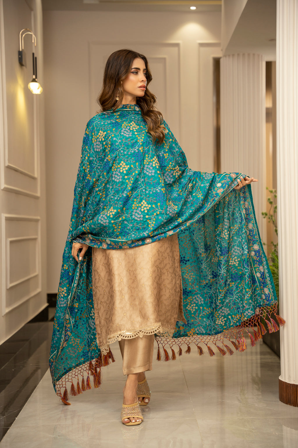 Ferozi Katan Silk Shawl