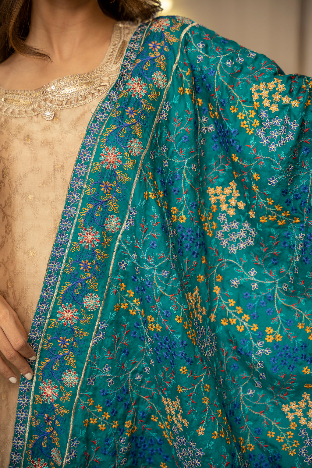 Ferozi Katan Silk Shawl