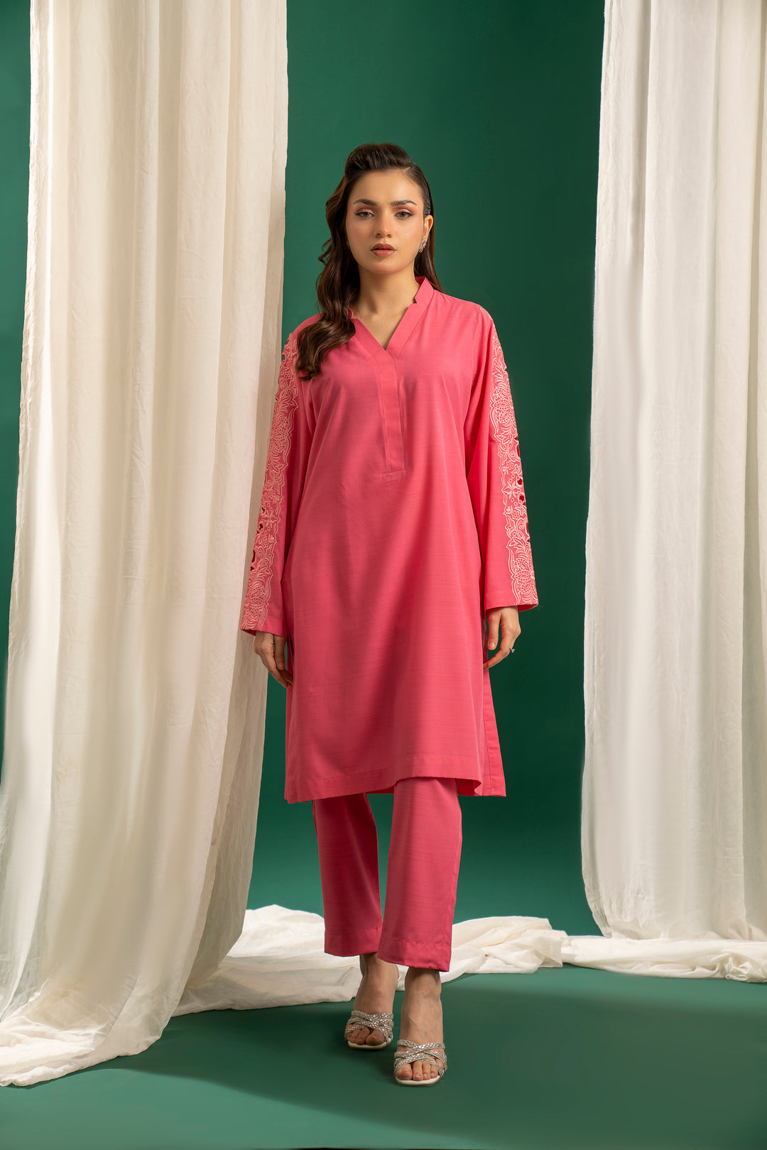 Pink Embroidered CO-ORD Set